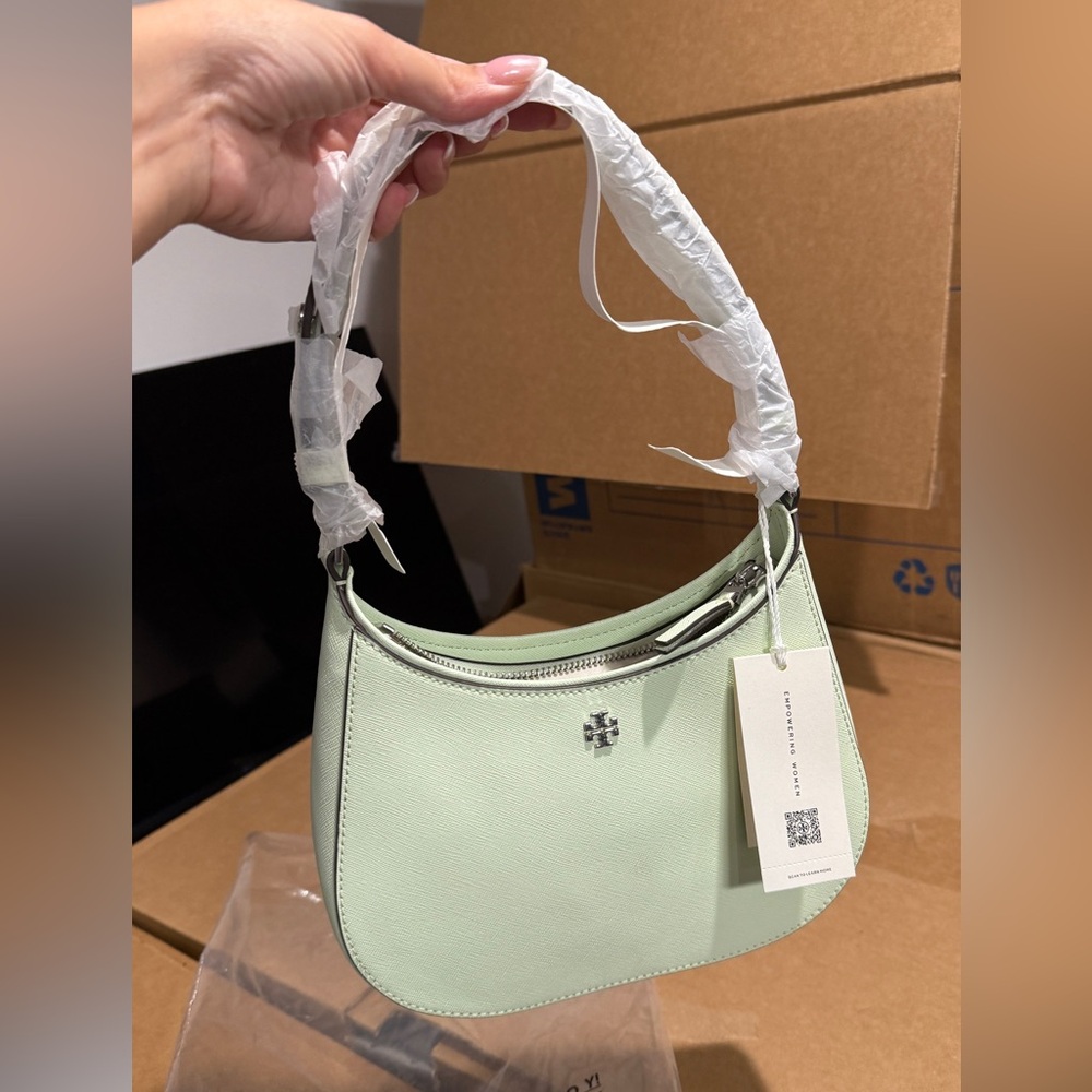 Tory Burch Light Green Leather Shoulder Bag